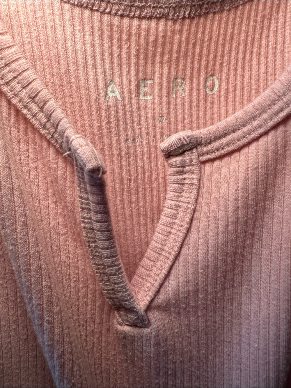 aero Light Pink Ribbed Tank Crop Pink Size Medium - Picture 3 of 5